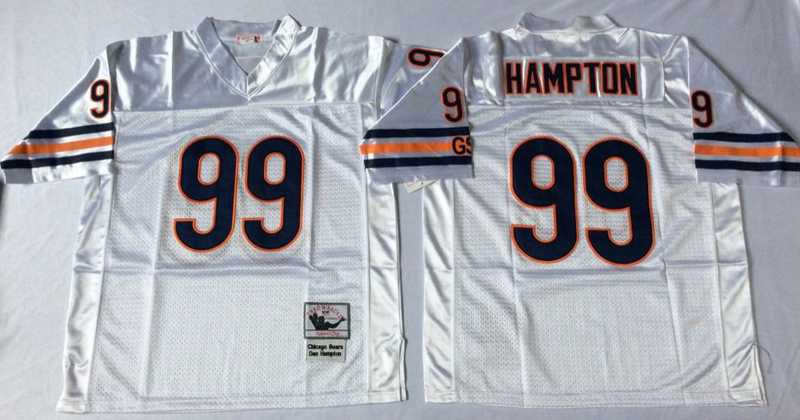 Bears 99 Dan Hampton White M&N Road Throwback Jersey->nfl m&n throwback->NFL Jersey